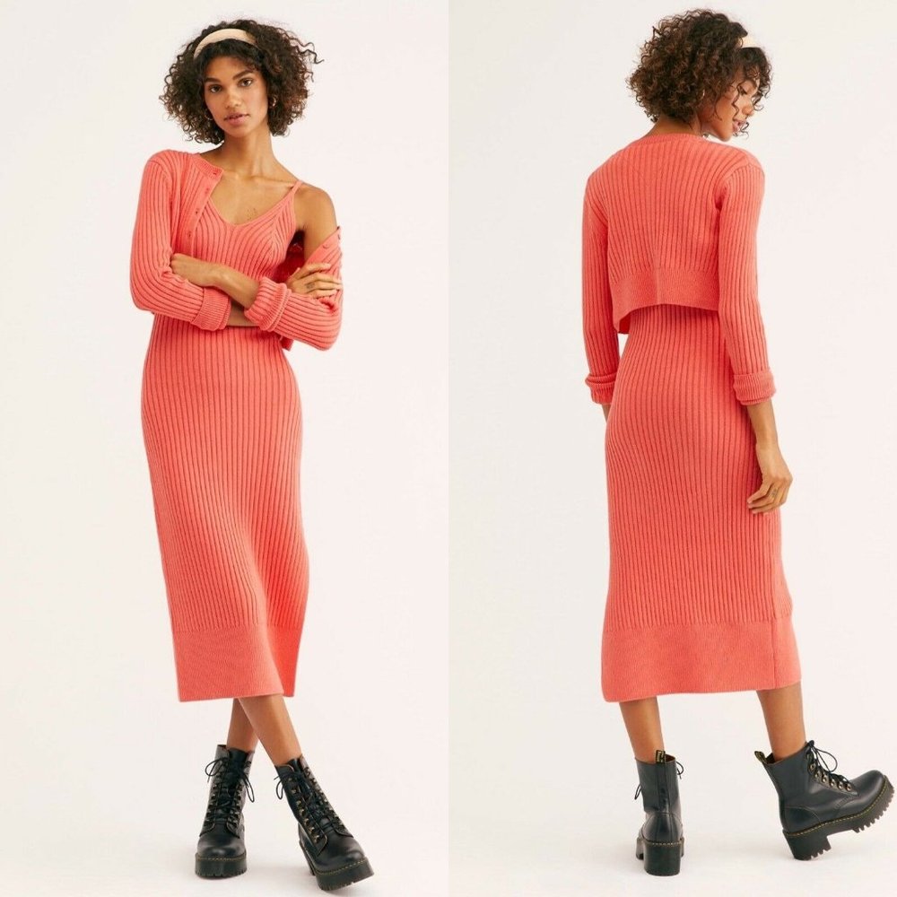 Free People Coral Midi Dress